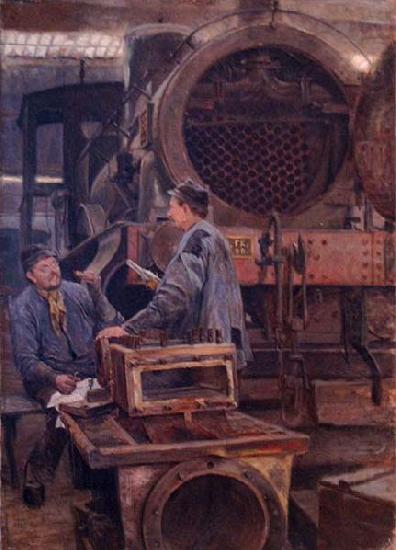 Johannes Martini Fruhstuck in der Lokomotivwerkstatte, china oil painting image